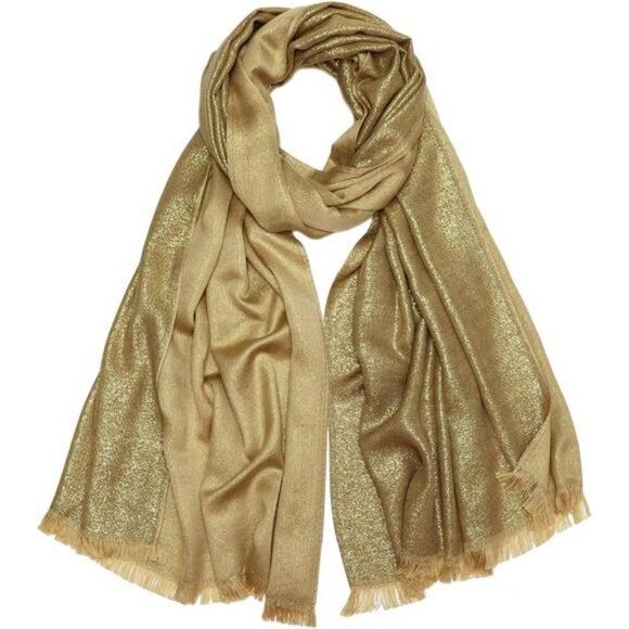 Women's Gold Bridal Shawl Wraps Formal Dress Pashmina Shawls Sparkly Glitter - Picture 2 of 4